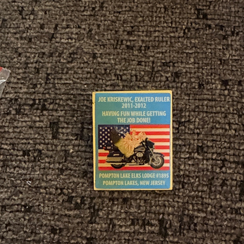 American Flag Motorcycle Elks pin